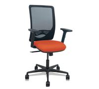Silla Zulema sincro malla negra asiento bali naranja oscuro brazos 2D ruedas 65mm