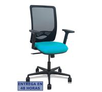 Silla Zulema sincro malla negra asiento bali turquesa brazos 2D ruedas 65mm