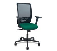 Silla Zulema sincro malla negra asiento bali verde botella brazos 2D ruedas 65mm