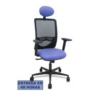 Silla Zulema sincro malla negra asiento bali azul claro brazos 2D ruedas 65mm cabecero