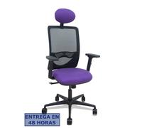 Silla Zulema sincro malla negra asiento bali lila brazos 2D ruedas 65mm cabecero