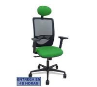 Piqueras y Crespo Silla Zulema – sincro, brazos 2D, malla negra, asiento Bali verde, ruedas 65mm