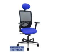 Silla Zulema sincro malla negra asiento bali azul brazos 2D ruedas 65mm cabecero