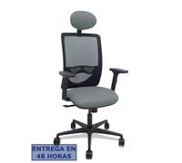 Silla Zulema sincro malla negra asiento bali gris brazos 2D ruedas 65mm cabecero
