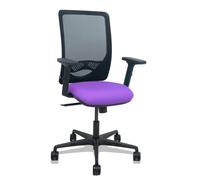 Silla Zulema sincro malla negra asiento bali lila brazos 2D ruedas 65mm