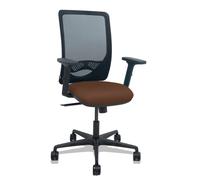 Silla Zulema sincro malla negra asiento bali marrón oscuro brazos 2D ruedas 65mm