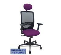 Silla Zulema sincro malla negra asiento bali morado brazos 2D ruedas 65mm cabecero