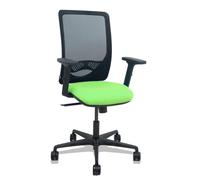 Silla Zulema sincro malla negra asiento bali pistacho brazos 2D ruedas 65mm
