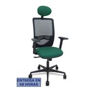 Silla Zulema sincro malla negra asiento bali verde botella brazos 2D ruedas 65mm cabecero