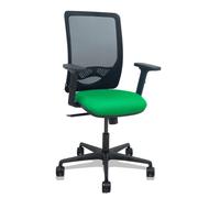 Silla Zulema sincro malla negra asiento bali verde brazos 2D ruedas 65mm