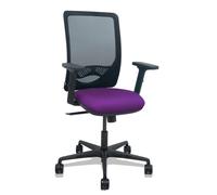 Silla Zulema sincro malla negra asiento bali morado brazos 2D ruedas 65mm