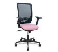 PIQUERAS Y CRESPO Silla Zulema con mecanismo sincro, respaldo de malla negro y asiento rosa