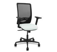 Silla Zulema sincro malla negra asiento bali blanco brazos 2D ruedas 65mm