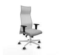 PIQUERAS Y CRESPO Sillón Albacete con Mecanismo Sincro, Similpiel Gris Claro y Malla Blanco