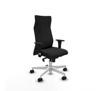 PIQUERAS Y CRESPO Sillón Albacete con Mecanismo Sincro, Similpiel Negro y Base Blanca