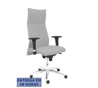 PIQUERAS Y CRESPO Sillón Albacete con Mecanismo Sincro, Tela Gris Claro y Base de Aluminio