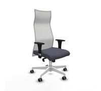PIQUERAS Y CRESPO Sillón Albacete con mecanismo Sincro, Tela Gris oscuro y Malla Blanco