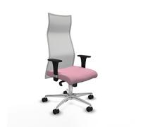 PIQUERAS Y CRESPO Sillón Albacete con Mecanismo Sincro, Tela Rosa y Malla Blanca