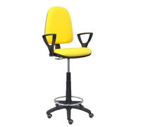 Taburete Aýna bali amarillo brazos fijos ruedas de parqué