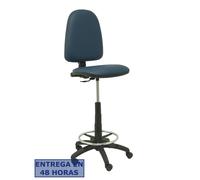 PIQUERAS Y CRESPO Taburete Aýna con respaldo regulable y similpiel azul marino