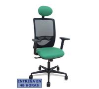 Silla Zulema sincro malla negra asiento bali verde esmeralda brazos 2D ruedas 65mm cabecero