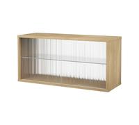 Pira Vitrina Pira Roble blanqueado y vidrio acanalado. 90x31 cm. 4 puertas