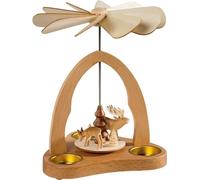 Pirámide decorativa navideña con motivos de Papá Noel y muñeco de nieve, de colores, con dimensiones de 20x21 cm. Producto nuevo