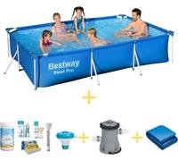 Piscina Bestway - Acero Pro - 300 x 201 x 66 cm - Incluye kit de mantenimiento WAYS, bomba de filtración y liner para el fondo