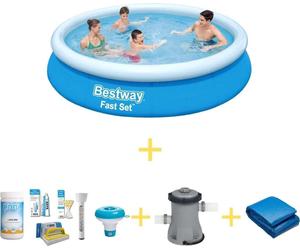 Piscina Bestway - Fast Set - 366 x 76 cm - Incluye kit de mantenimiento WAYS, bomba de filtración y liner para el fondo
