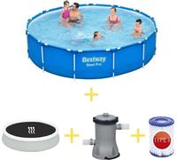 Piscina Bestway - Modelo Steel Pro - 396 x 84 cm - Incluye cubierta solar, bomba de filtración y filtro