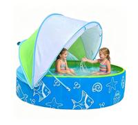 Piscina con toldo Bañera plegable no inflable 120 x 30 centímetros de largo | Piscina infantil para niños pequeños y bebés Para juegos de chapoteo en verano al aire libre: playa, patio y jardín