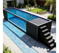 Piscina contenedor lista para nadar - Piscina modular sobre el suelo de 20 pies con ventana transparente | Kit de piscina de lujo prefabricado | Instalación sin excavación para casas de playa y fincas