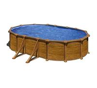 Gre Piscina desmontable ovalada 610x375x132 cm acero imitación madera CD Talla única
