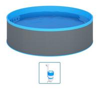 Piscina De Chapoteo Con Skimmer Colgante Y Bomba 350x90 Cm Gris Vidaxl