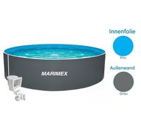 Piscina de pared de acero Marimex Orlando, 3,66 x 0,91 metros, color gris, con skimmer