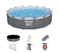 Piscina Desmontable Bestway Steel Pro MAX Ø457x107 Cm con Depuradora de Cartucho 3.028 L/h, Luz LED, Escalera y Cobertor en Gris Grey Xx cm