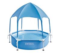 Piscina desmontable hexagonal 700 l c/toldo desmontable canopy metal frame intex
