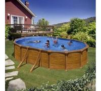 Piscina Desmontable ovalada GRE 610x375x132cm de acero imitación madera - CD Talla única
