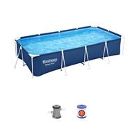 Piscina Desmontable Rectangular Bestway Steel Pro 400x211x81 Cm Con Depuradora De Cartucho De 1.249 L/h Color Azul