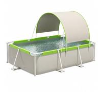 Piscina Desmontable Rectangular con Toldo, Piscina Familiar Exterior | Gran Piscina de Jardín con Estructura Resistente y Zona de Sombra(102in/260cm)