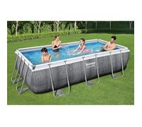 Piscina Desmontable Tubular Bestway Power Steel Ratán 404x201x100 Cm Con Depuradora Cartucho 2.006 L/h Con Escalera
