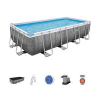 Piscina tubular de pvc multicolor rectangular 5.49x2.74x1.22 m con depuradora de cartucho y escalera de seguridad bestway