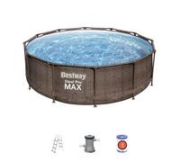 Piscina Desmontable Tubular Bestway Steel Pro Max 366x100 Cm Con Depuradora De Cartucho 2.006 L/h Escalera Diseño Ratán