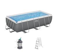 Piscina Desmontable Tubular Bestway Steel Pro Max Rectangular 404 X 201 X 100 Cm Con Depuradora De Arena 3.596 L/h Y Escalera