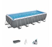 Piscina tubular de acero gris rectangular 6.4x2.74x1.32 m con depuradora de cartucho y escalera de seguridad bestway