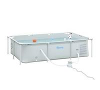 Piscina Desmontable Tubular De Acero Pvc 252x152x65cm-outsunny.gris
