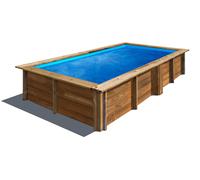 Piscina elevada de madera marrón rectangular 3.5x1.75x0.65 m con depuradora de cartucho gre