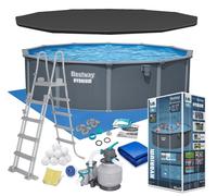 Piscina elevada para jardín, de uso todo el año, con estructura de paneles, 549 x 132 cm, modelo 561CS de Bestawy, con 13 funciones