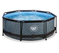 Piscina EXIT Stone ø244x76cm con bomba de depuración, color gris