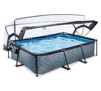 Piscina EXIT Stone 300x200x65cm con bomba de depuración y cúpula, color gris